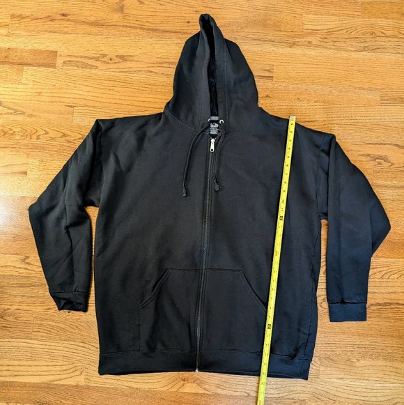 Men's Full Zip Sweatshirt With Hood, Black Fruit of the Loom Size 2XB - Picture 4 of 5